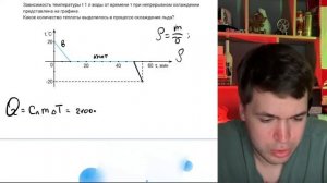 Зависимость температуры t 1 л воды от времени т при непрерывном охлаждении - 21121