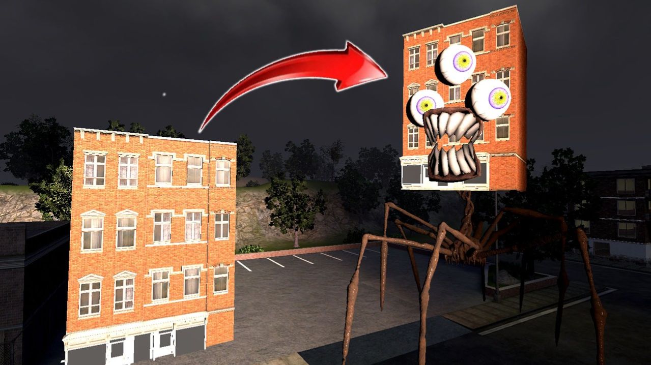 Монстр-Плотоядная Стройголова Прячется В Высотных Зданиях. | Garry's Mod