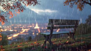 Уютный дождливый вечер в городе. Успокаивающие звуки дождя и города.