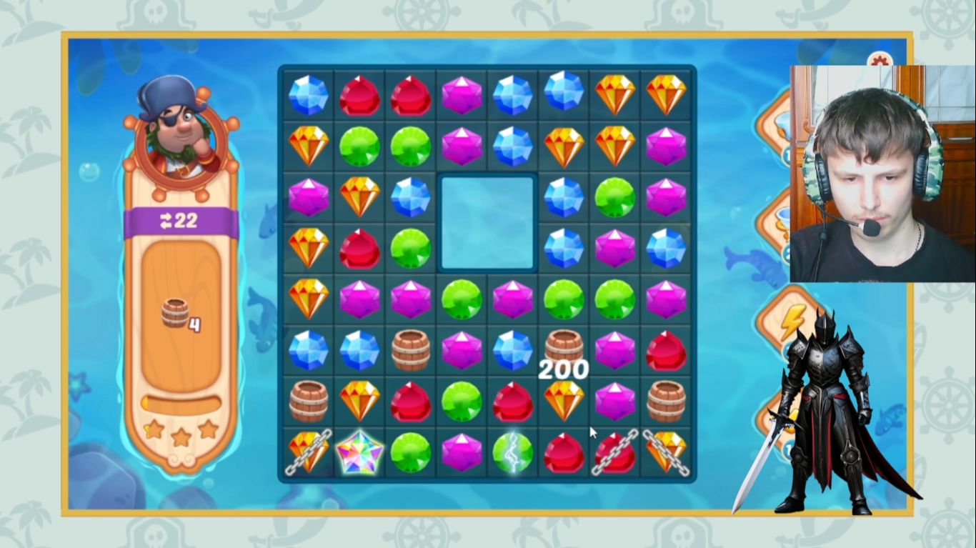 тёмный рыцарь прошёл 1 ур. в мине игре 3 ур. обычный в сокровищах пиратов. 50 серия.