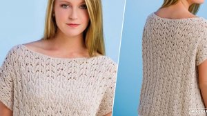 Туника бежевая с простым ажурным узором..