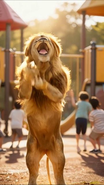 Лев в парке: неожиданная встреча #животные #приключения