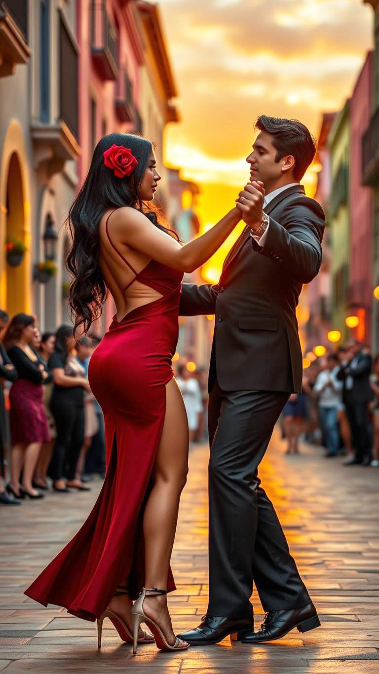 Танго на улице Каминито в районе Ла Бока в Буэнос-Айресе