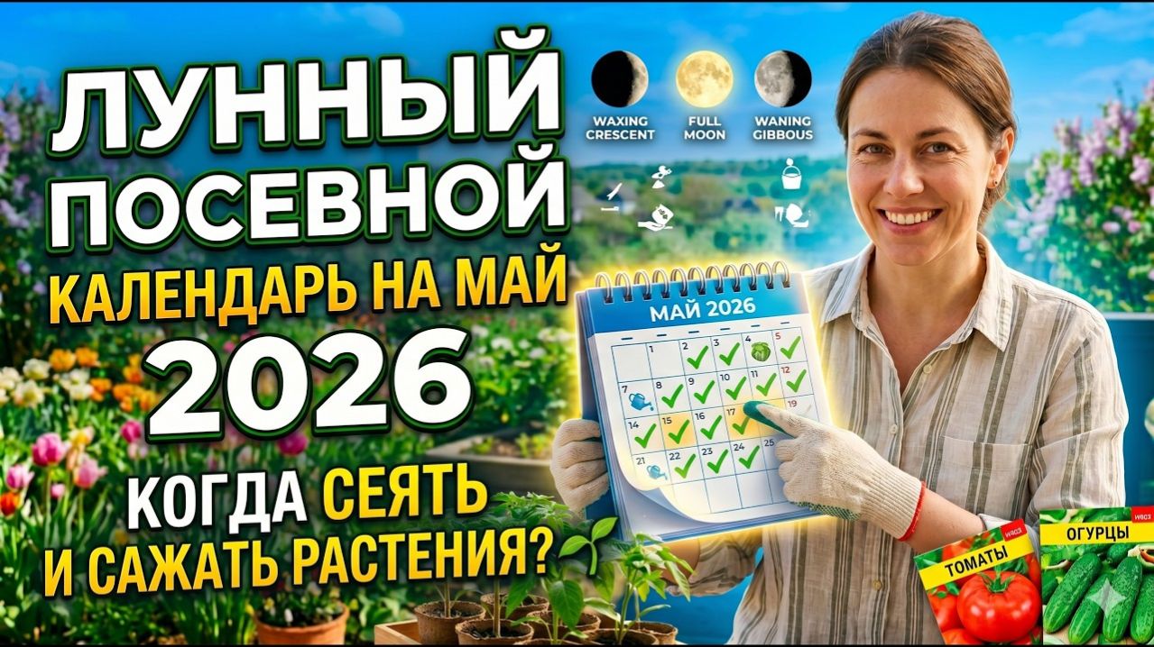 Лунный посевной календарь на МАЙ 2026: когда сеять и сажать растения? 🌱