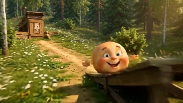 Колобок катится и прыгает через препятствия