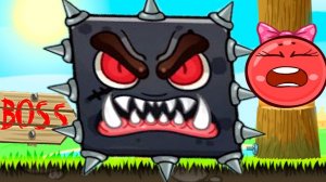 Черный квадрат с шипами напал на красный шарик.Red Ball 4