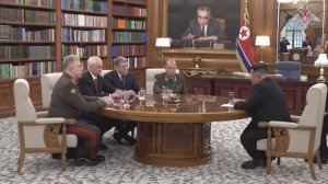 Министр обороны РФ А.Белоусов с Председателем КНДР Ким Чен Ыном, КНДР, Пхеньян, 26 апреля 2026 года