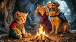 Рыжий котёнок потерялся в глубоком лесу во время кемпинга – Мама-кошка в сильной тревоге!