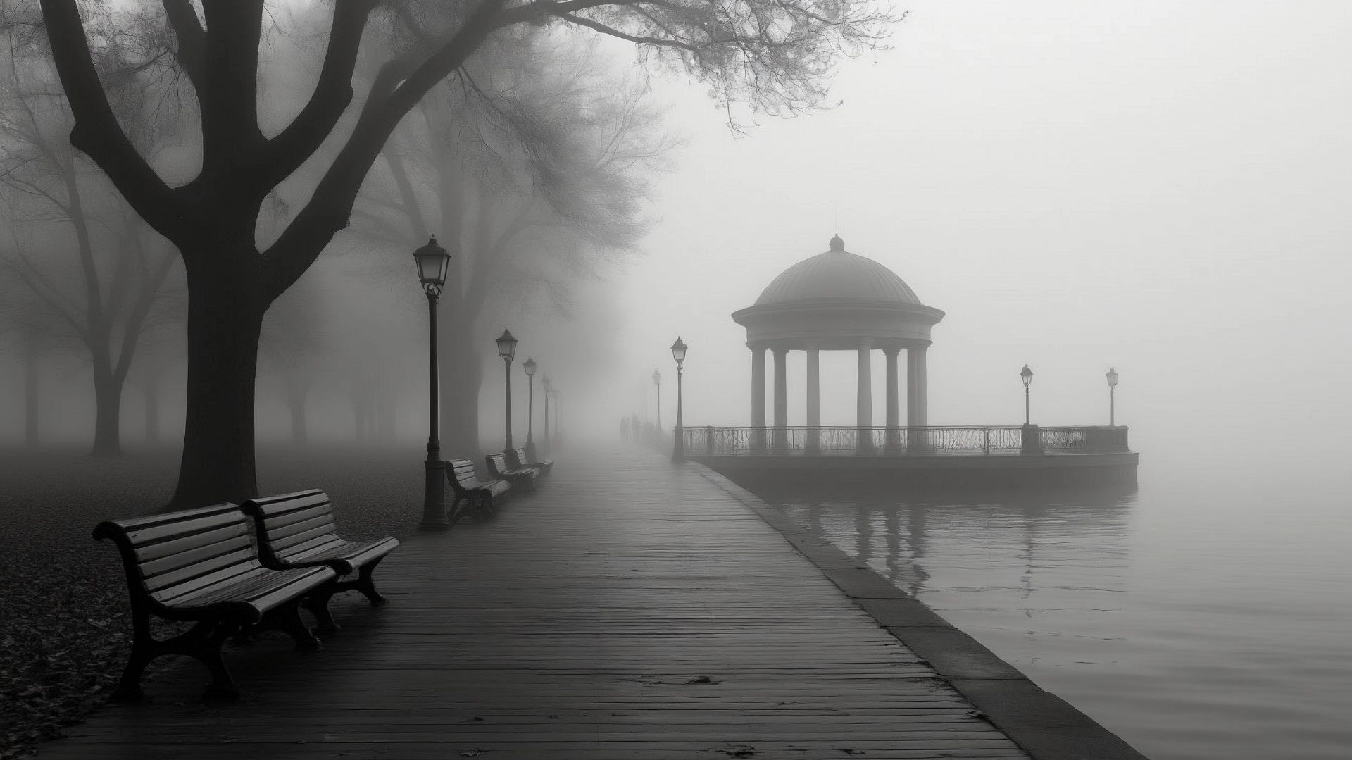 Расслабляющая музыка для сна 🌫️ Туманная ночь и чёрно-белая эстетика (меланхоличная атмосфера)