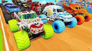 МУЛЬТИКИ ПРО МАШИНКИ 4К Эпические прыжки и столкновения на скоростном монстр-траке Beamng Drive #146