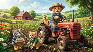 Кошка-мама управляет трактором на ферме! 🐱 Яркие Мультики для детей. Детские мультики смотреть