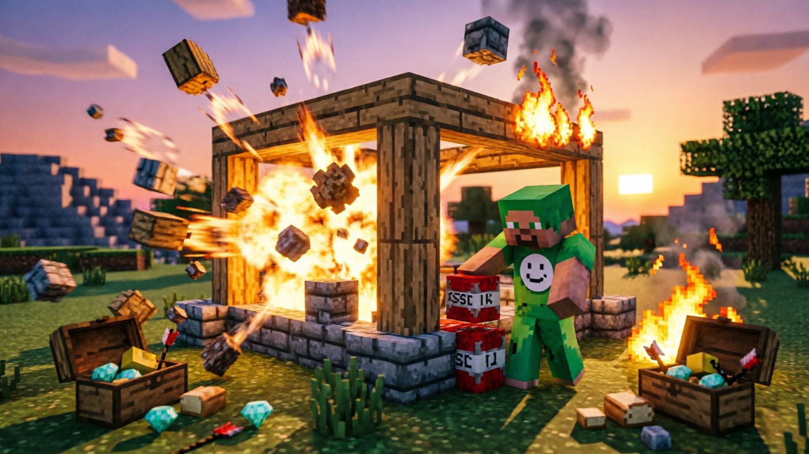 Играю в майнкрафт и гриферю базы других игроков!!!
