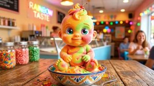 Милые искусственные младенцы-едоки едят камбоджийские блюда, Невероятно приятное ASMR-видео