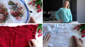 Замечательный день🌺 Вязала, вышивала. Джемпер «Бирюза»