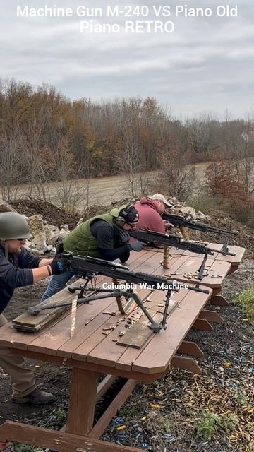 Machine Gun M-240 Shoot VS Piano Old