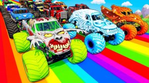 МУЛЬТИКИ ПРО МАШИНКИ 4К Эпические прыжки и столкновения на скоростном монстр-траке Beamng Drive #145