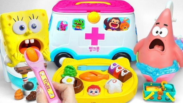 СПАНЧ БОБ ДОКТОР УДОВЛЕТВОРЯЮЩАЯ РАСПАКОВКА ИГРУШЕК ГУБКИ БОБА, НАБОР СКОРОЙ И ДОКТОРА ASMR