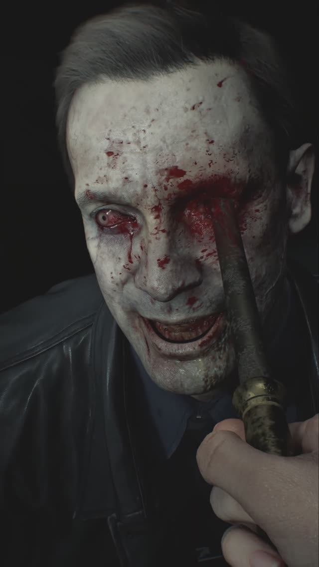 Resident Evil Requiem  Грейс Эшкрофтубивает зомби полицейского.