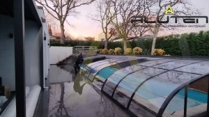 Павильон для бассейна с опиранием на стену