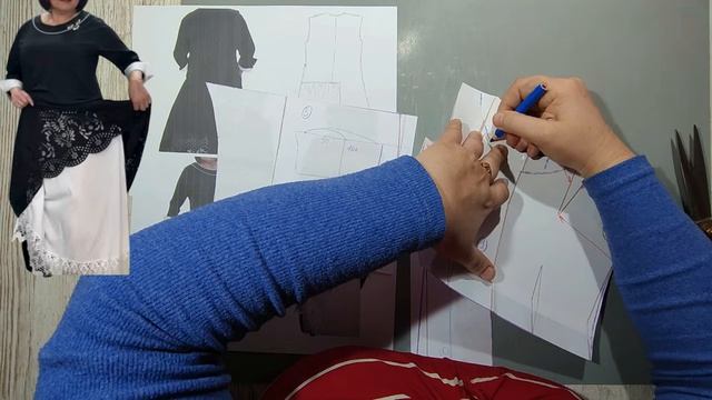 Моделирование. Стильное купонное платье со вставкой. Выкройка № 2050.