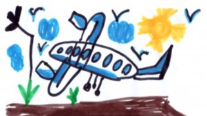 Арина в самолёте показывает мастер-класс по рисованию самолёта