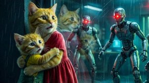 Рыжий котёнок потерялся в мире роботов – Спасёт ли его мама-кошка? 🤖🐱