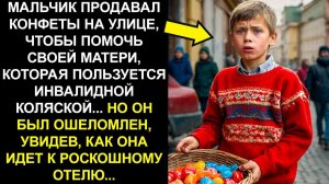 МАЛЬЧИК ПРОДАВАЛ КОНФЕТЫ НА УЛИЦЕ, ЧТОБЫ ПОМОЧЬ СВОЕЙ МАТЕРИ, КОТОРАЯ ПОЛЬЗУЕТСЯ ИНВАЛИДНОЙ КОЛЯСКО.