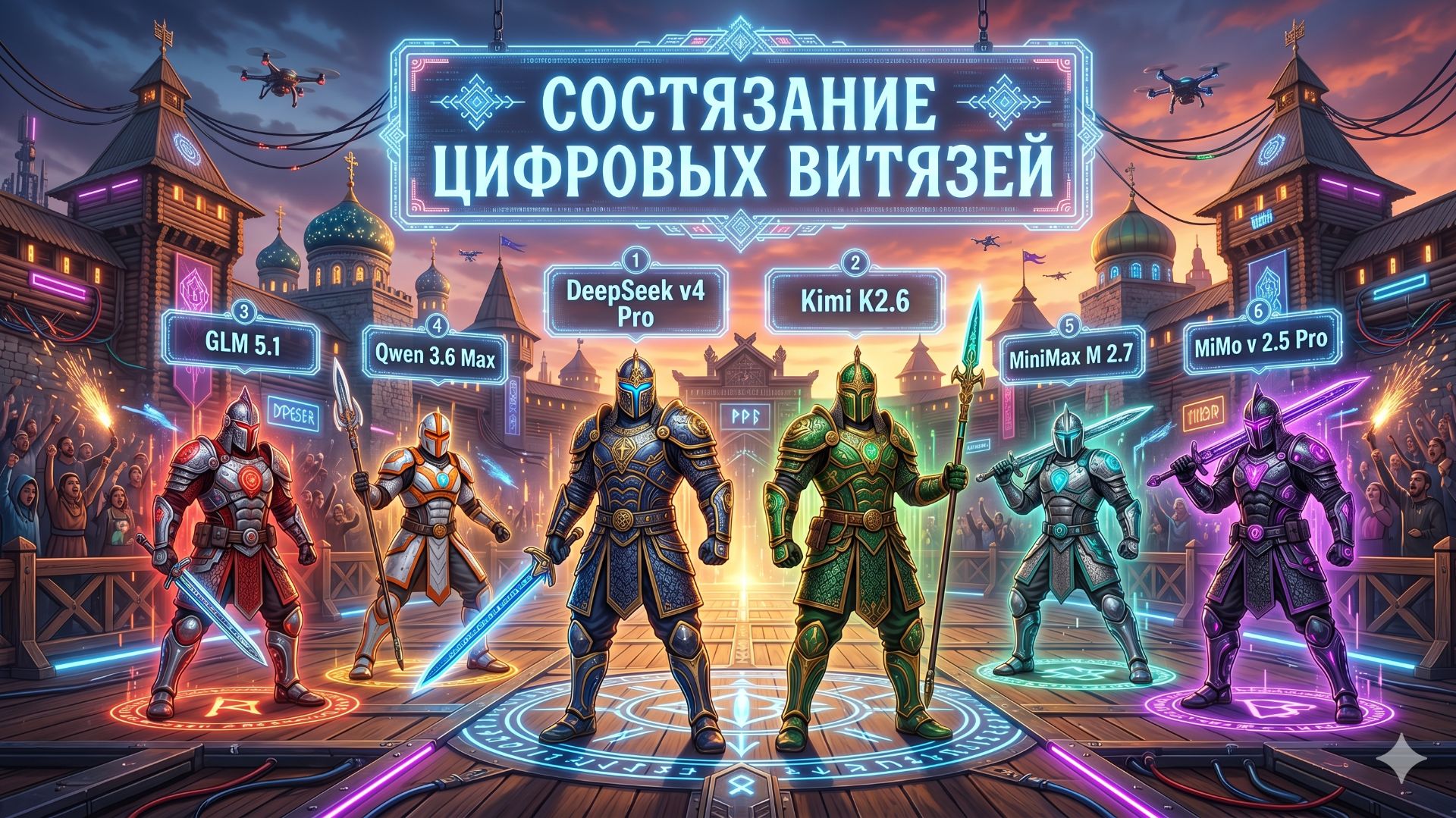 Состязание витязей: DeepSeek V4Pro, Kimi K2.6, GLM 5.1, Qwen 3.6Max, MiniMax M2.7 и MiMo V2.5Pro
