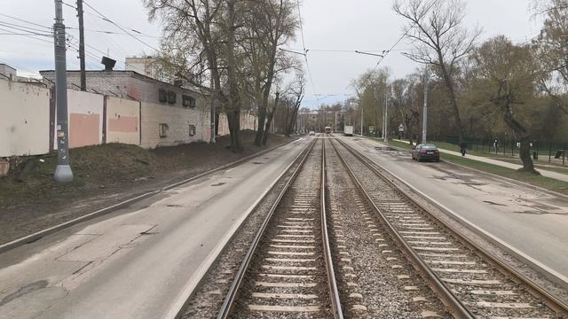 Поездка на трамвае 71-403 в Нижнем Новгороде от Улицы Вождей Революции до Кинотеатра Буревестник