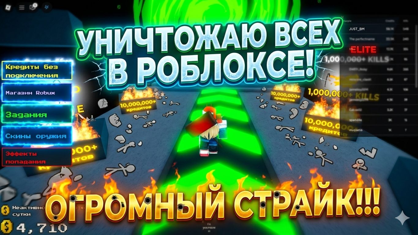 УНИЧТОЖАЮ ВСЕХ В РОБЛОКСЕ, НАБИЛ ОГРОМНЫЙ СТРАЙК!!!