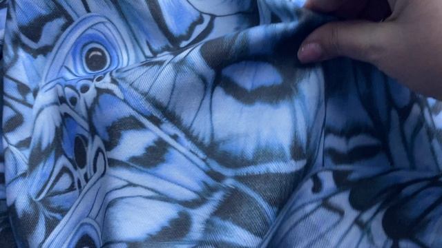 Джинса голубого цвета с принтом  крылья бабочек . 12716