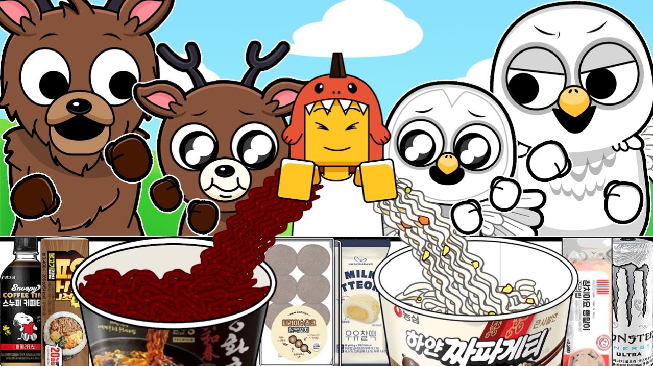 Сова против Оленя (+ ДиноКид) МУКБАНГ в круглосуточном магазине | 99 Ночей в Лесу