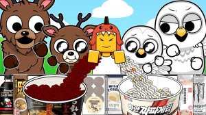 Сова против Оленя (+ ДиноКид) МУКБАНГ в круглосуточном магазине | 99 Ночей в Лесу