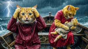 Семья рыжего котёнка и мама-кошка попадают в беду в море – выживание на необитаемом острове 🏝️