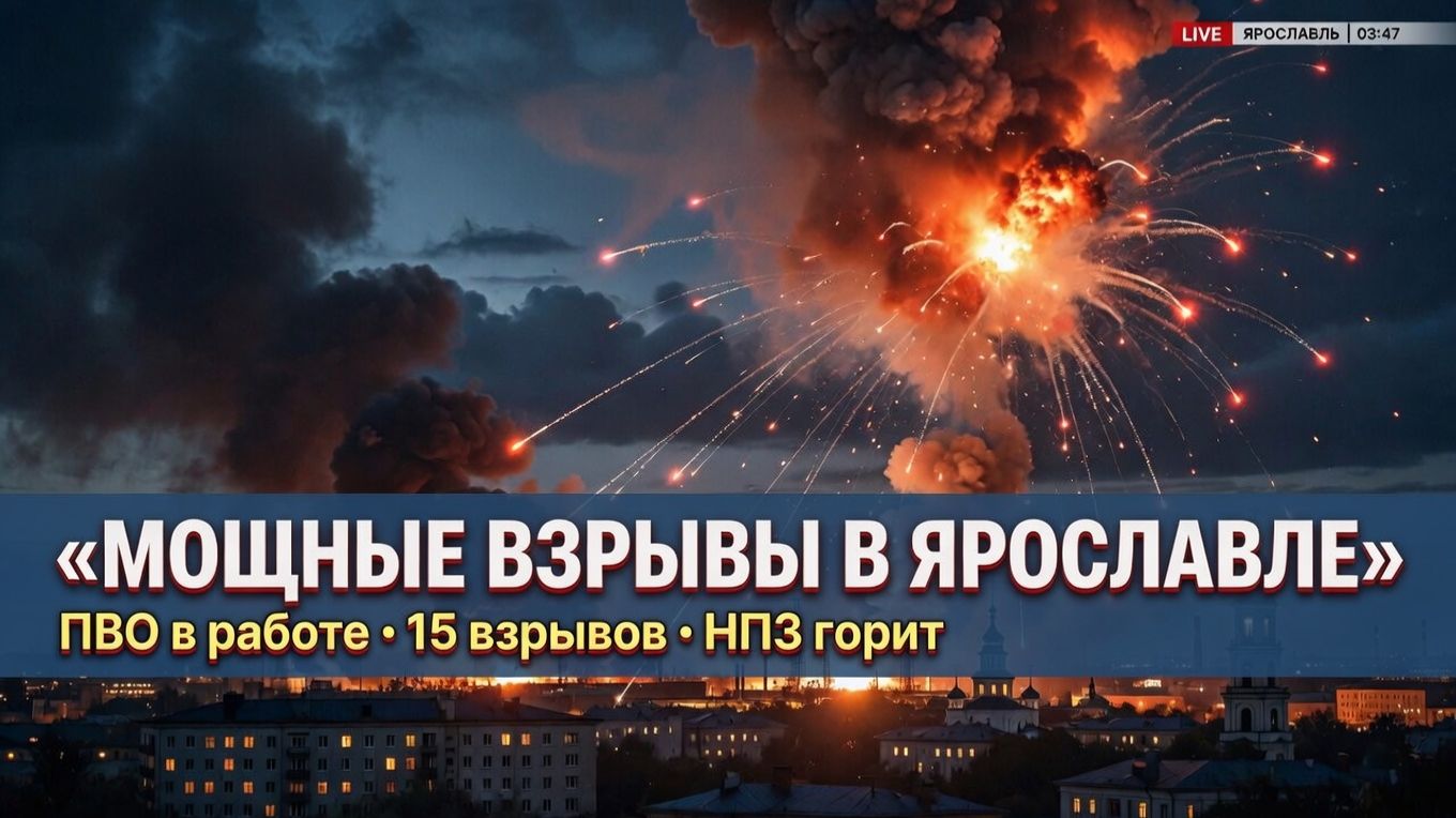 Серия мощных взрывов прогремела над Ярославлем работает ПВО, объявлена беспилотная опасность