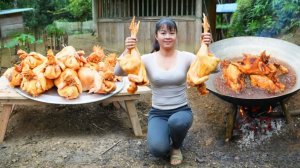 Девушка ловит и готовит куриц для продажи на рынке, реальная деревенская жизнь.