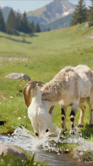 Мама-алабай и её малышка: жизнь на лужайке #природа #жизнь #животные #альпы