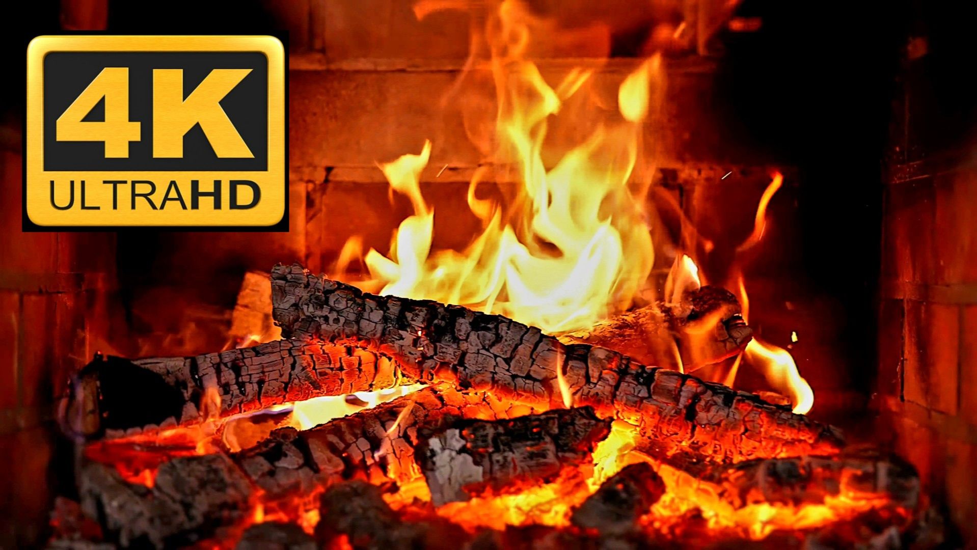 Уютный камин 4K (3 ЧАСА). Расслабляющий камин с Потрескивающими звуками огня. Горящий камин 4K