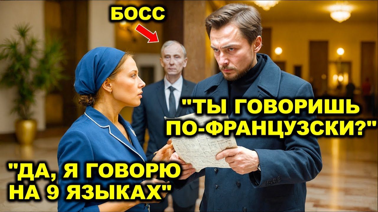 Босс слышит, как уборщик говорит на 9 языках — то, что он делает дальше, потрясает весь офис.