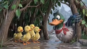 Папа утка спасает дикую собаку от внезапного наводнения.