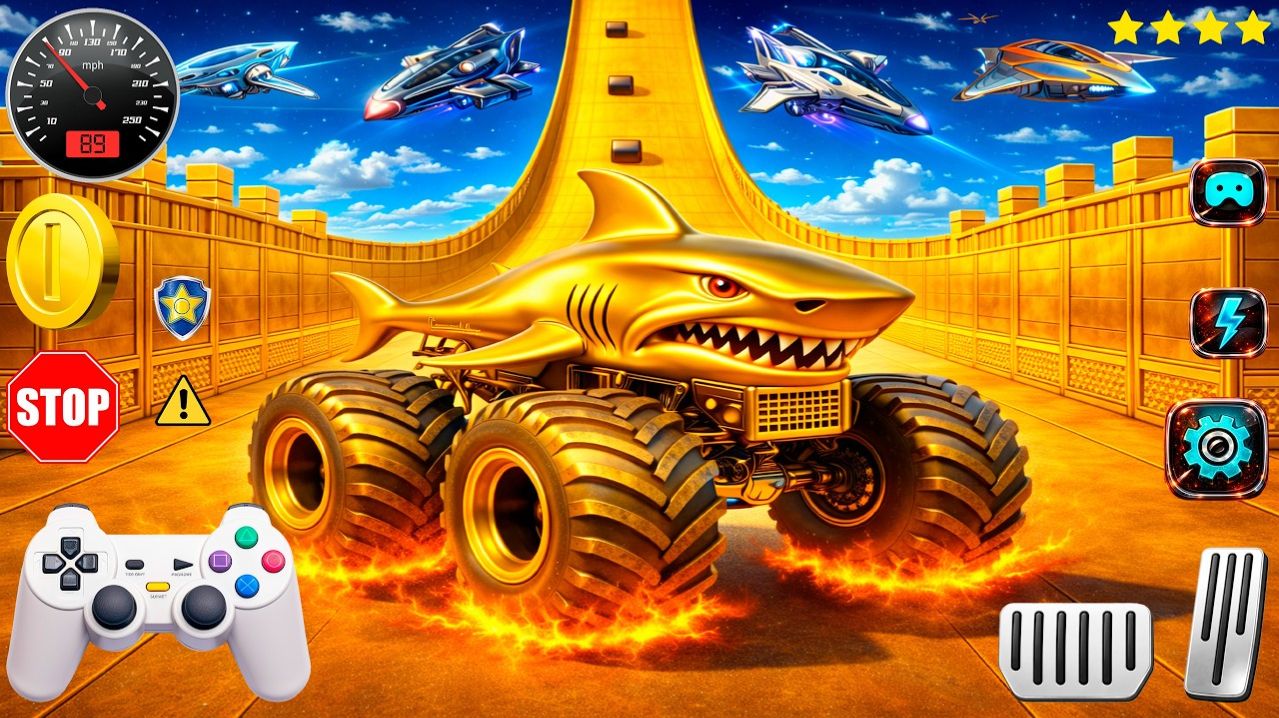 🚨Монстр-трак 🔥 МЕГА РАМПЫ - ЭКСТРЕМАЛЬНЫЕ ГОНКИ 💥 аварии 🚀 трюки. Мультики для детей. Игры