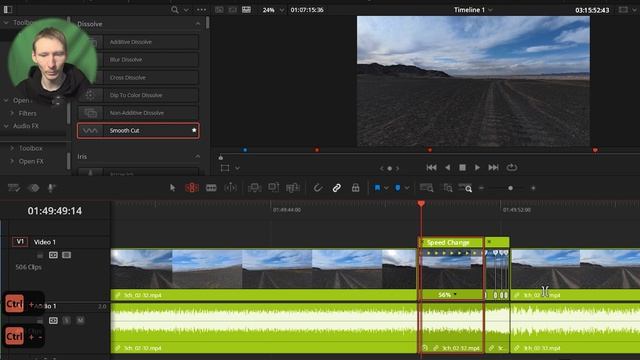 Ускорение и Замедление в Davinci Resolve \ Стопкадр(Заморозка) Ключевые точки скорости