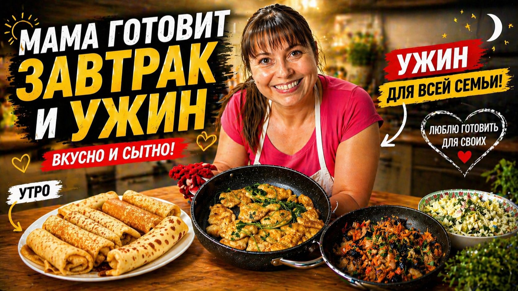 МАМА ГОТОВИТ ЗАВТРАК И УЖИН! Блины которые не рвутся, куриные отбивные, спасаю баклажаны #рецепты