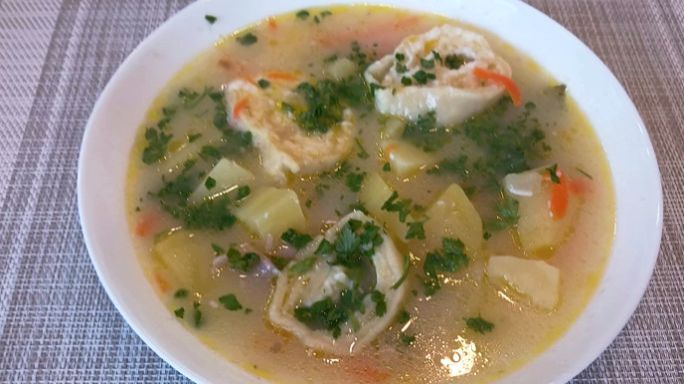 Суп с Сырными Рулетиками / Галушками /