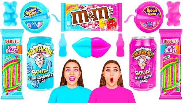 Розовая Еда Vs Голубая Еда Челлендж  Удивительные Кулинарные Лайфхаки