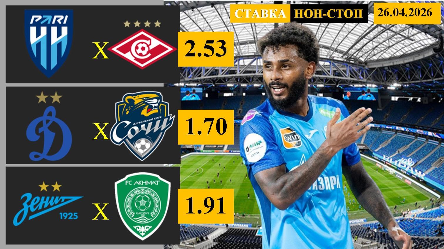 Пари НН - Спартак | Динамо Москва - Сочи | Зенит - Ахмат