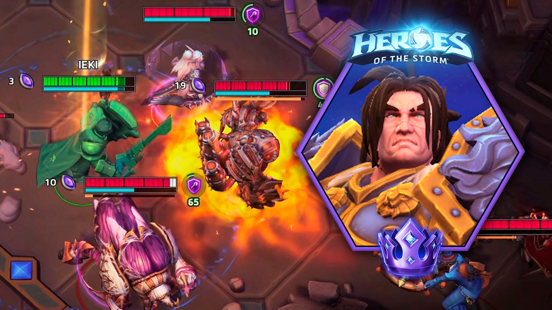 Вариан в Heroes Of The Storm (HotS) вместе с Седогривом: На соло линии против Блейза
