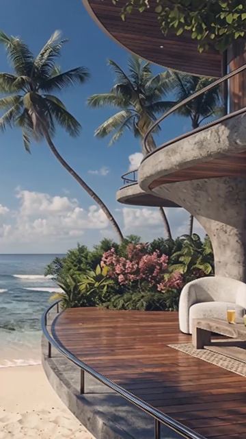 Роскошная пляжная вилла: утреннее настроение 🌴