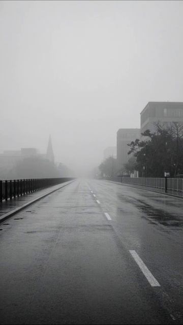Туманный город: Одинокая улица в сером #пейзаж #город