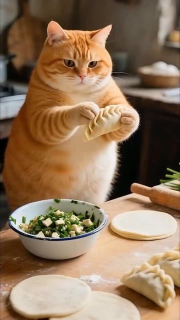 Рыжий кот печет пирожки